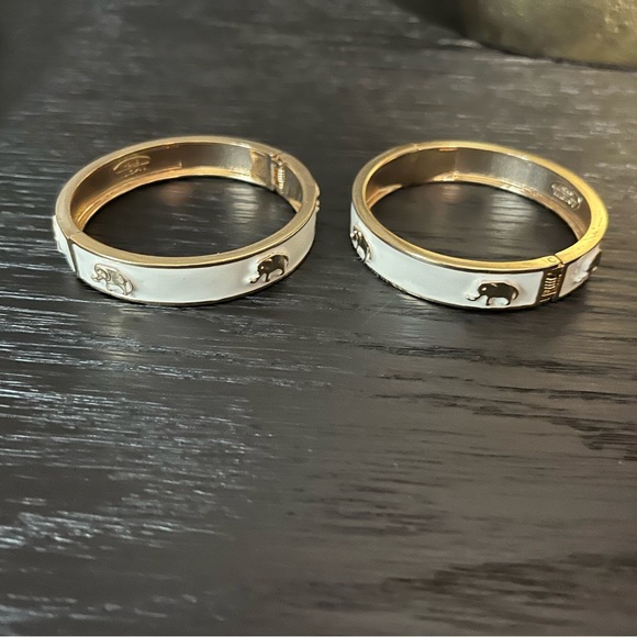 Amrita Singh Gold and White Enamel Hinged Bangle - Picture 10 of 10